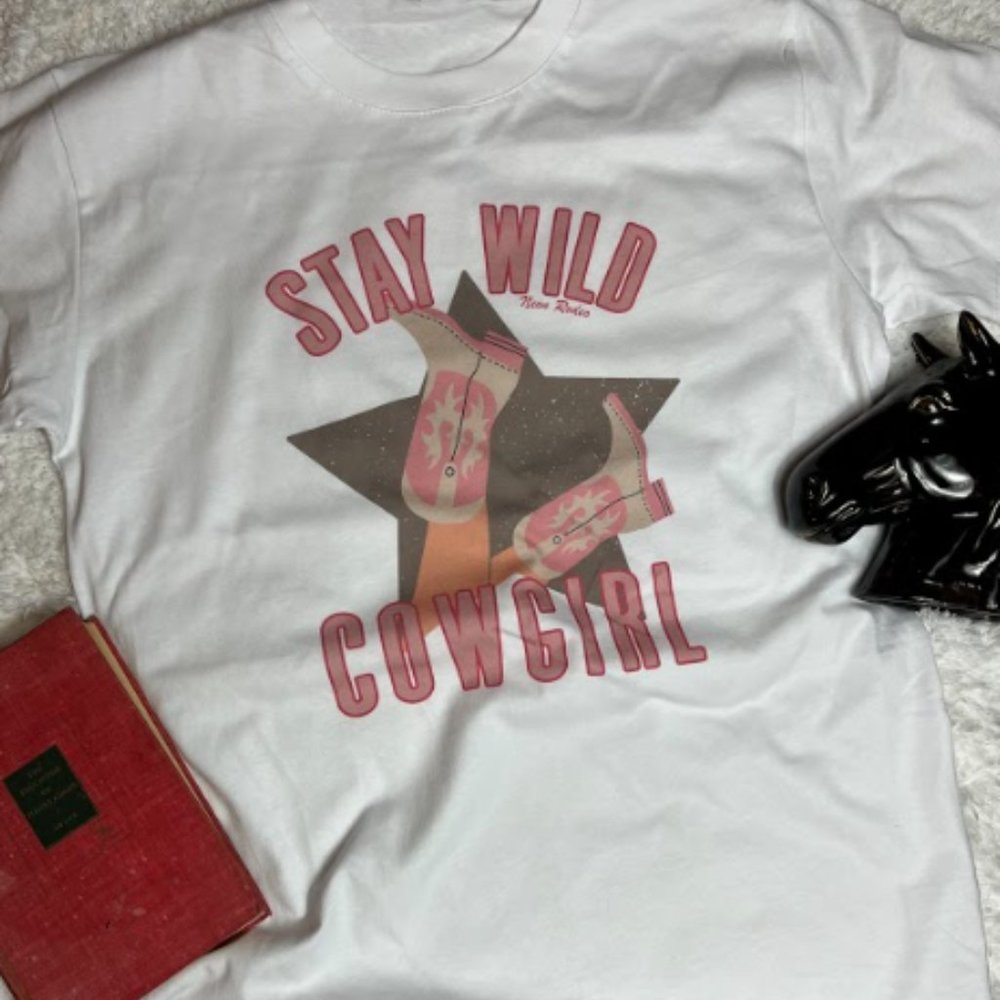 Stay Wild Cowgirl Country Western Cowboy Boots Rodeo Star Graphic Tee T-Shirt